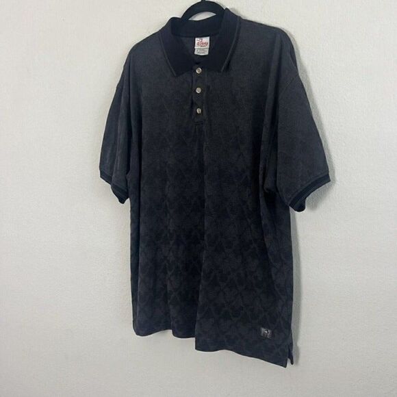 Vintage 90s Disney Store Mickey Mouse Argyle Grey Short Sleeve Polo Shirt XL - Picture 10 of 12